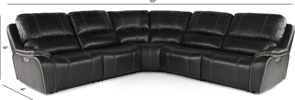 Harry Cyclone Dark Gray 5 Piece Power Reclining Sectional Sofa