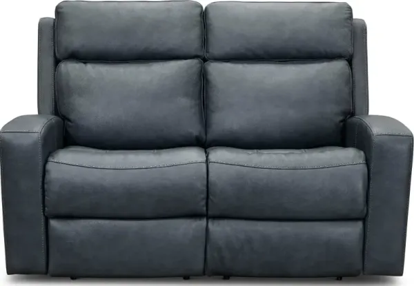 Cody Blue Leather-Match Power Reclining Loveseat