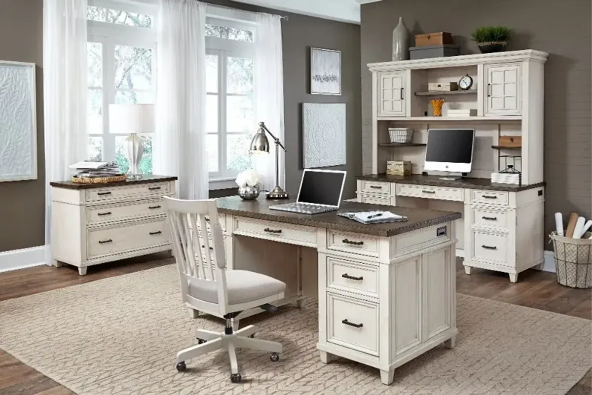 Caraway Antique White Executive Desk