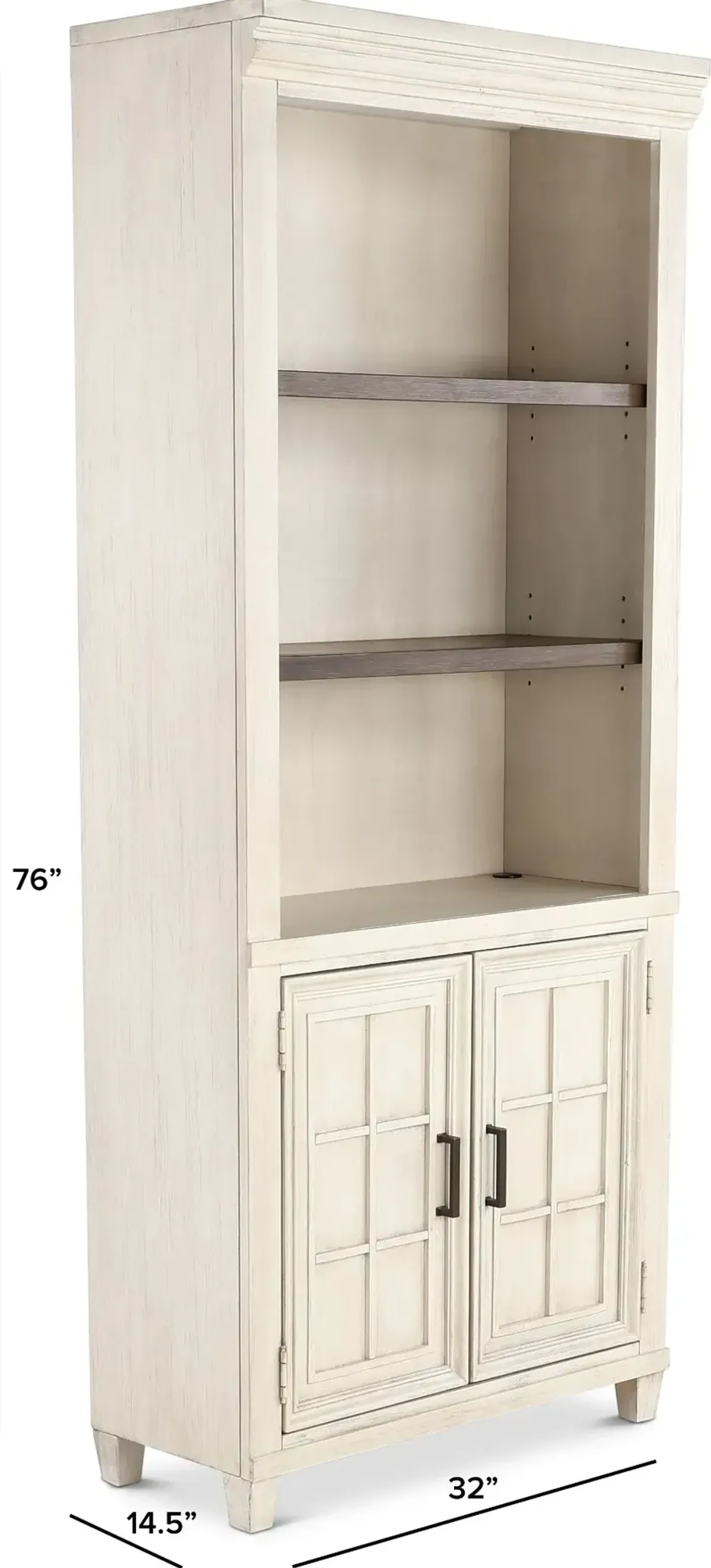 Caraway Antique White Bookcase with Doors