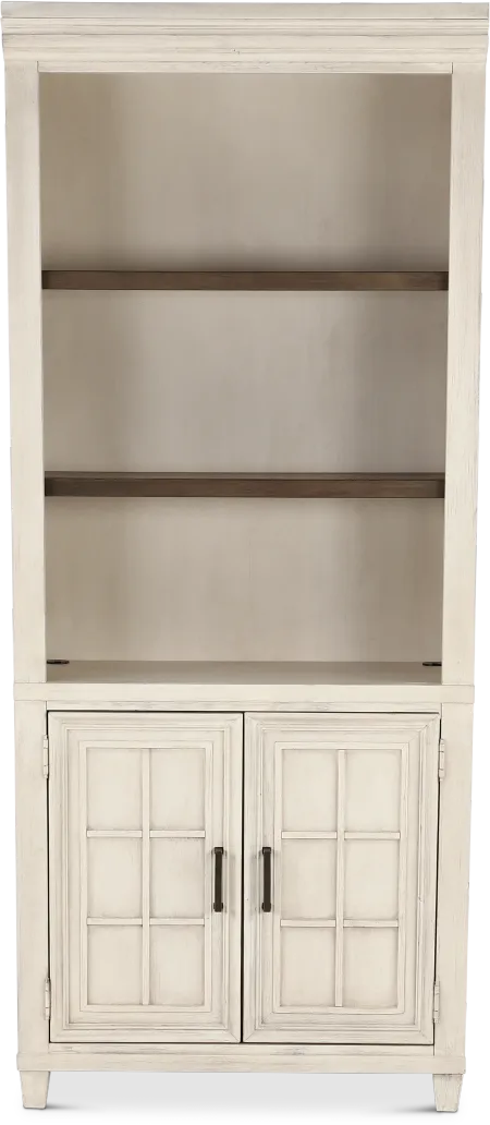 Caraway Antique White Bookcase with Doors