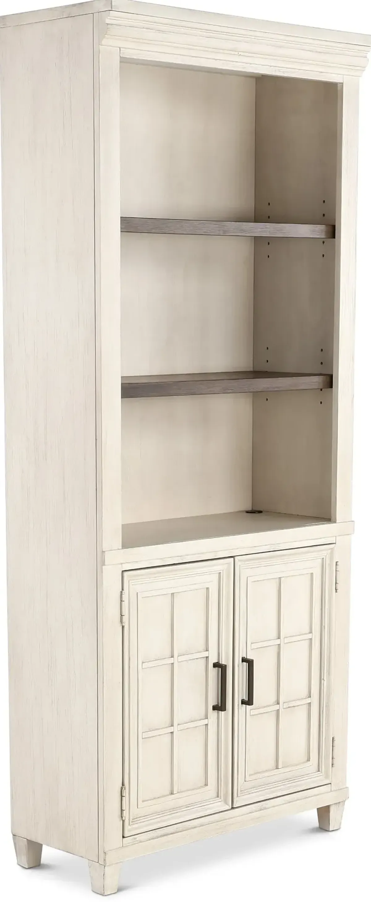 Caraway Antique White Bookcase with Doors