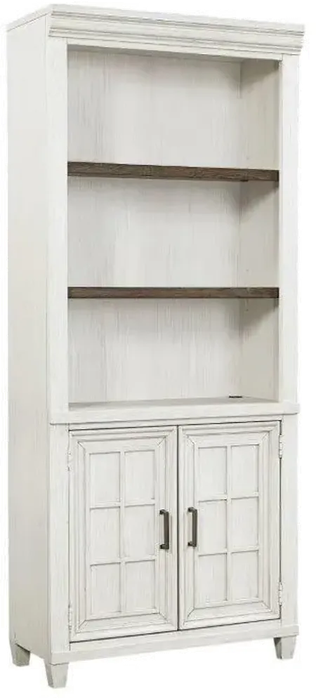 Caraway Antique White Bookcase with Doors