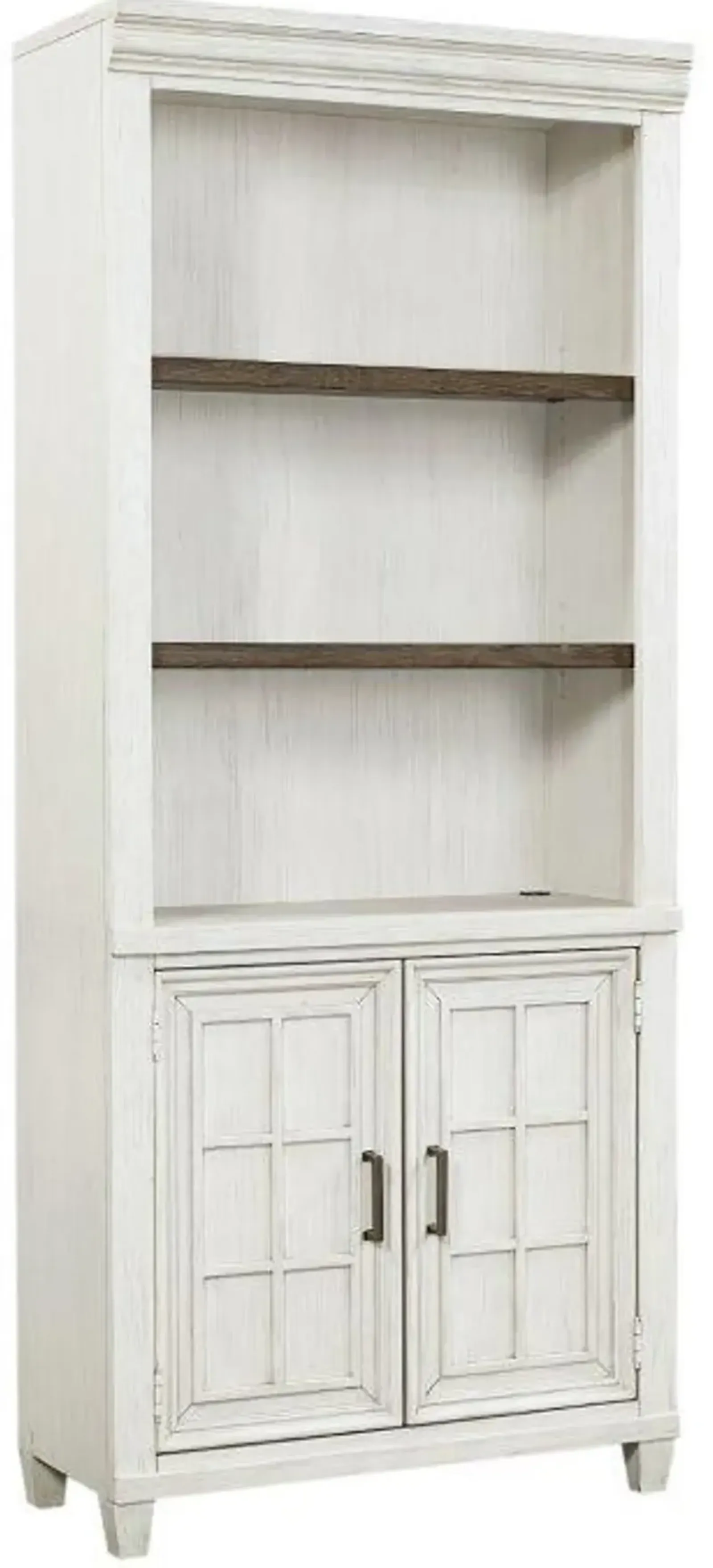 Caraway Antique White Bookcase with Doors