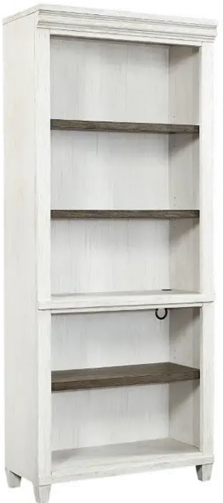 Caraway Antique White Country Bookcase with Contrasting Shelves