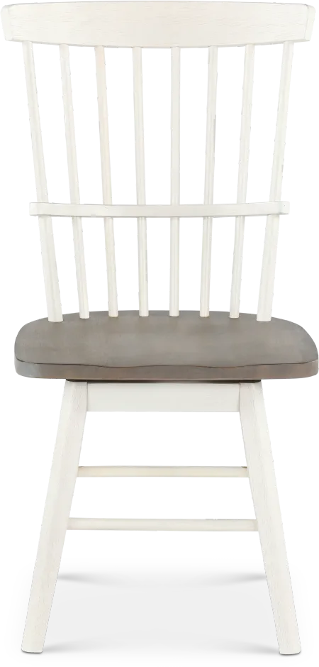 Newark White and Gray Swivel Dining Chair