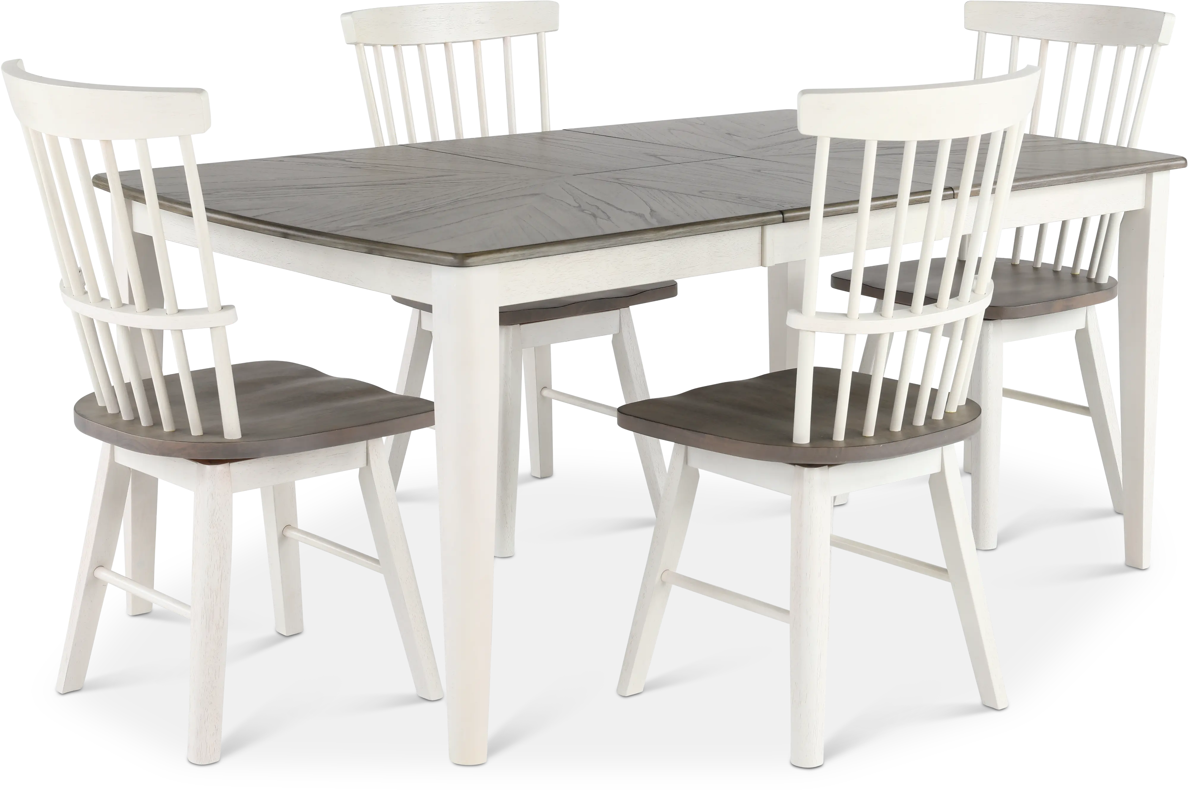 Newark White and Gray 5 Piece Dining Room Set with Swivel Chairs
