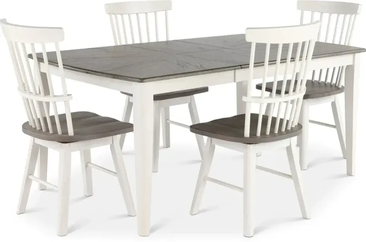 Newark White and Gray 5 Piece Dining Room Set with Swivel Chairs