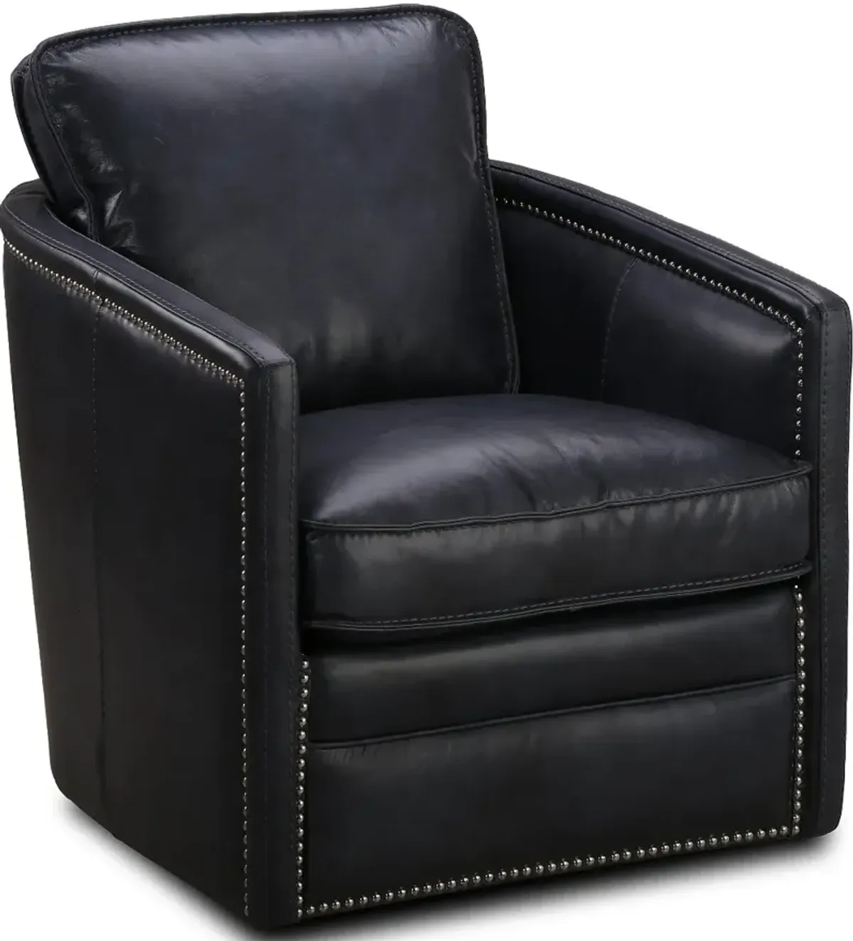 St. James Black Leather Swivel Chair