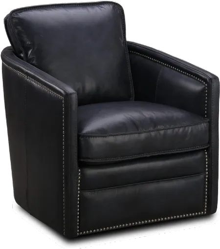 St. James Black Leather Swivel Chair