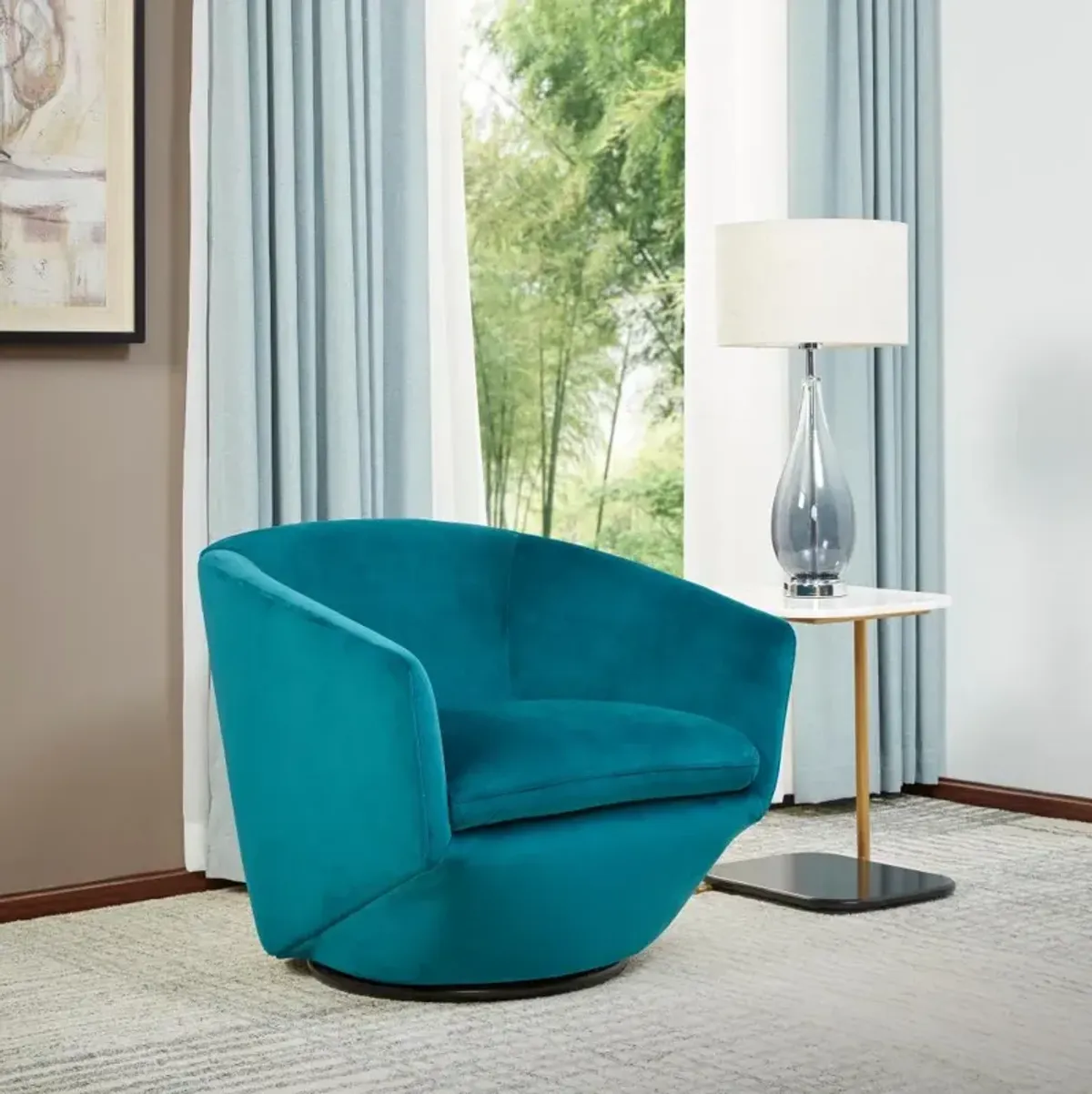 Jewel Velvet Emerald Swivel Accent Chair