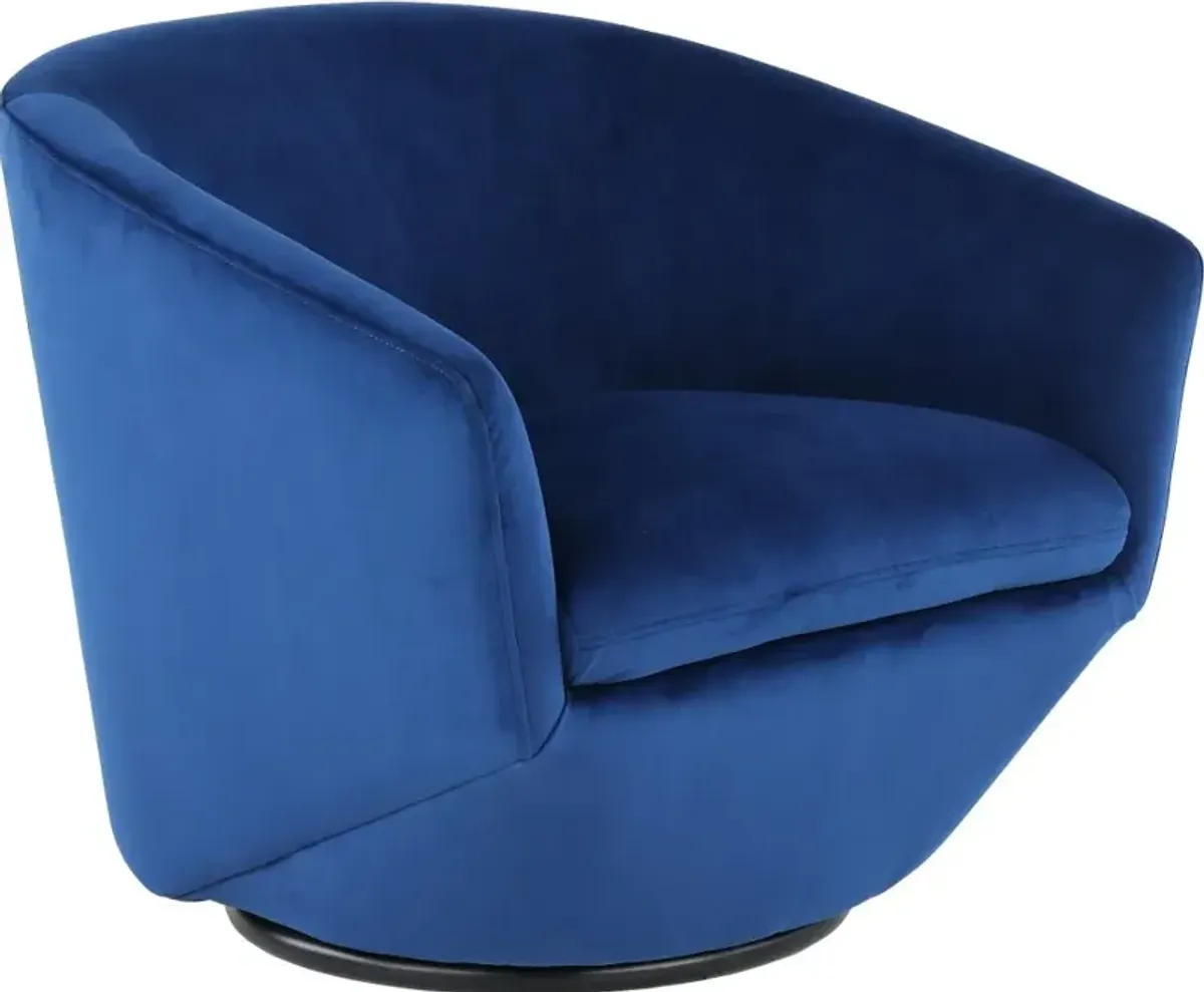 Jewel Sapphire Blue Velvet Swivel Accent Chair