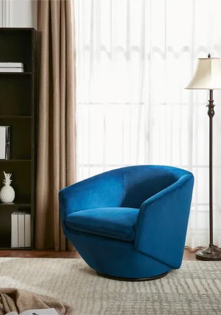 Jewel Sapphire Blue Velvet Swivel Accent Chair