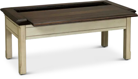 Sutter Creek Cream and Brown Slide-Top Coffee Table