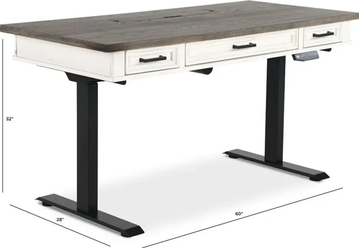 Caraway Antique White 60 inch Standing Desk