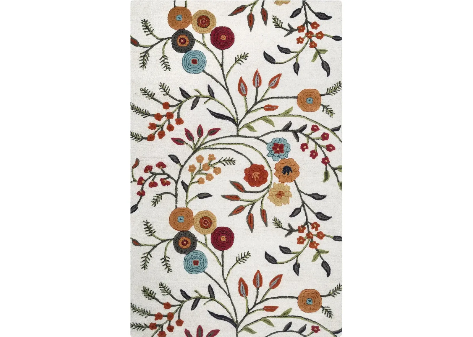 Dimension 5 x 8 Ivory Floral Area Rug