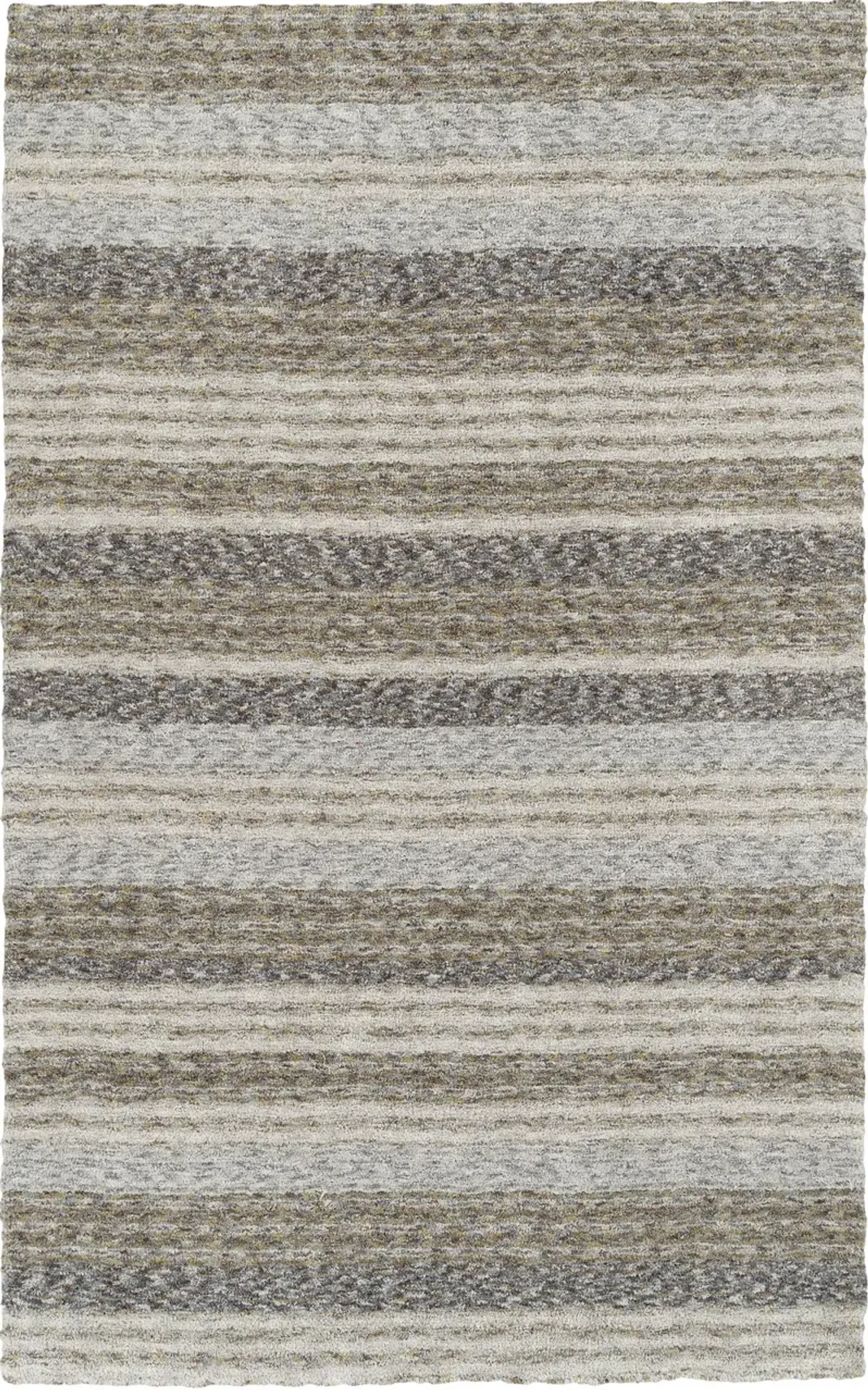 Joplin 5 x 8 Striped Shag Pewter Gray Area Rug