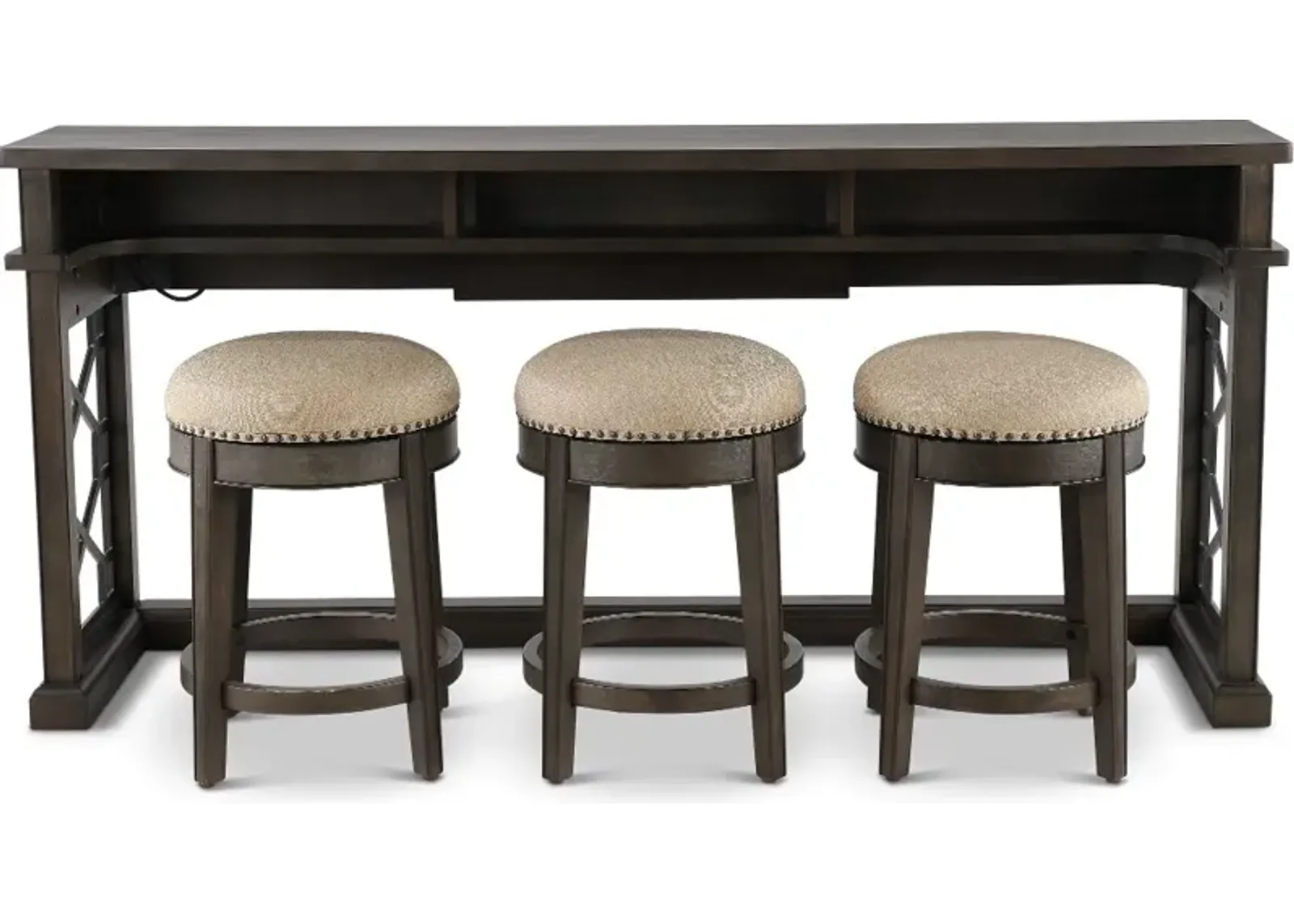 Sun Smokey Gray Console Table with 3 Barstools