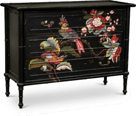 Black and Multi Color Artwork 3 Drawer Accent Cabinet