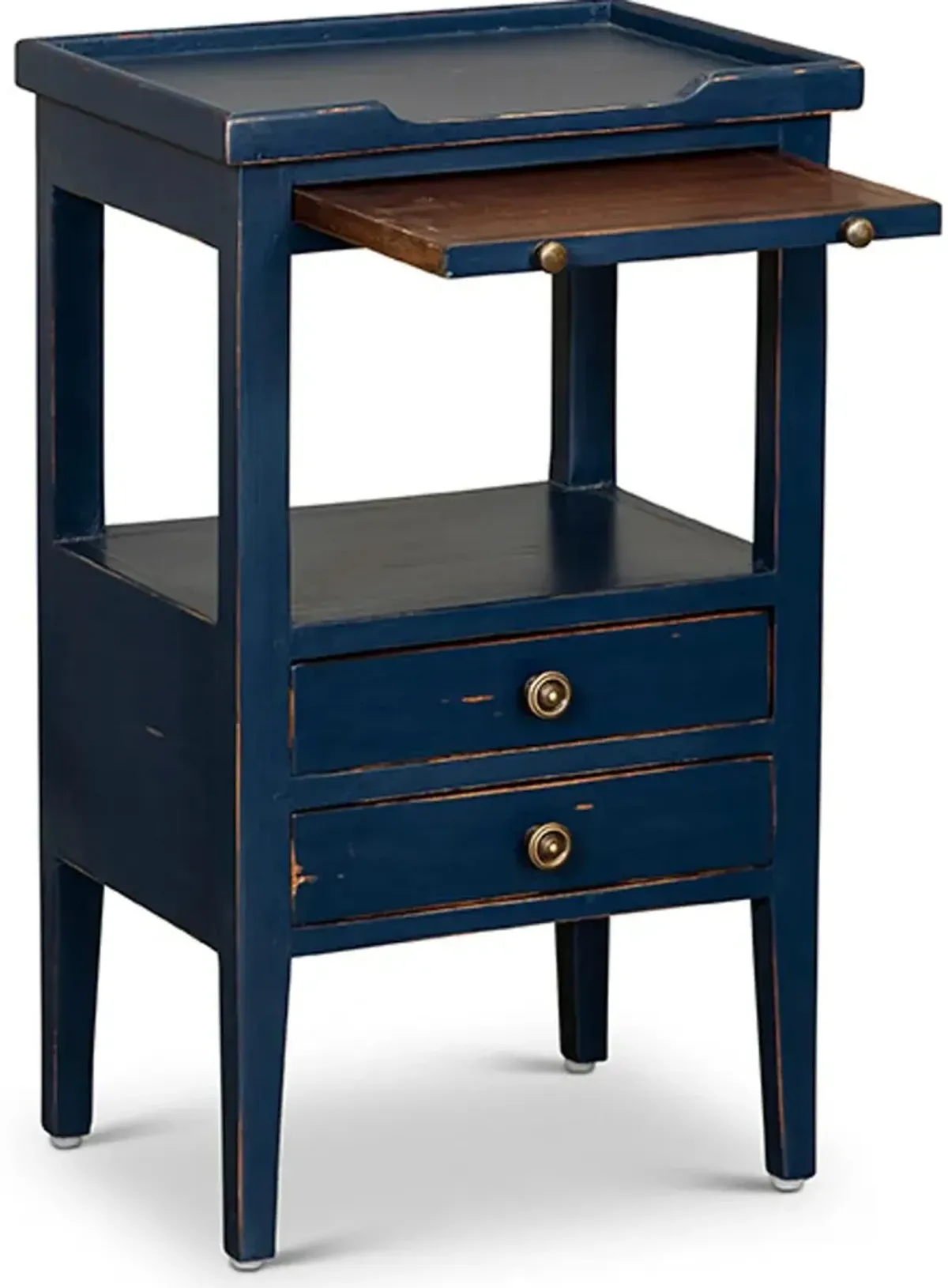 Eton Navy Blue Side Table with Pull Out Shelf