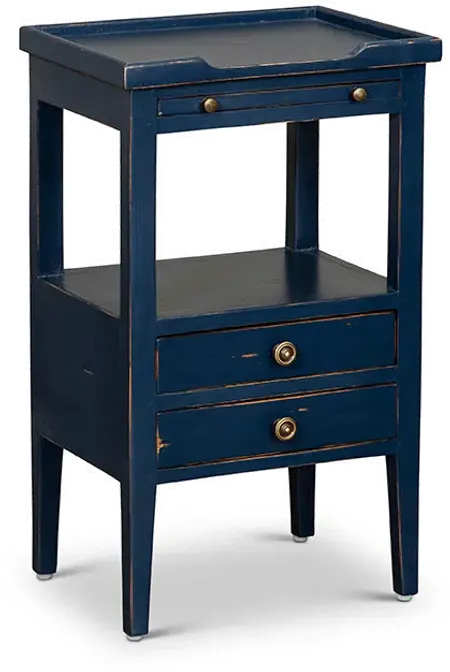 Eton Navy Blue Side Table with Pull Out Shelf