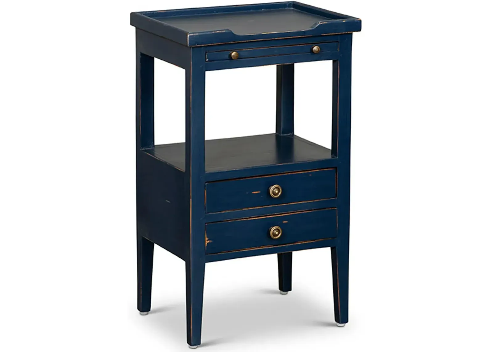 Eton Navy Blue Side Table with Pull Out Shelf