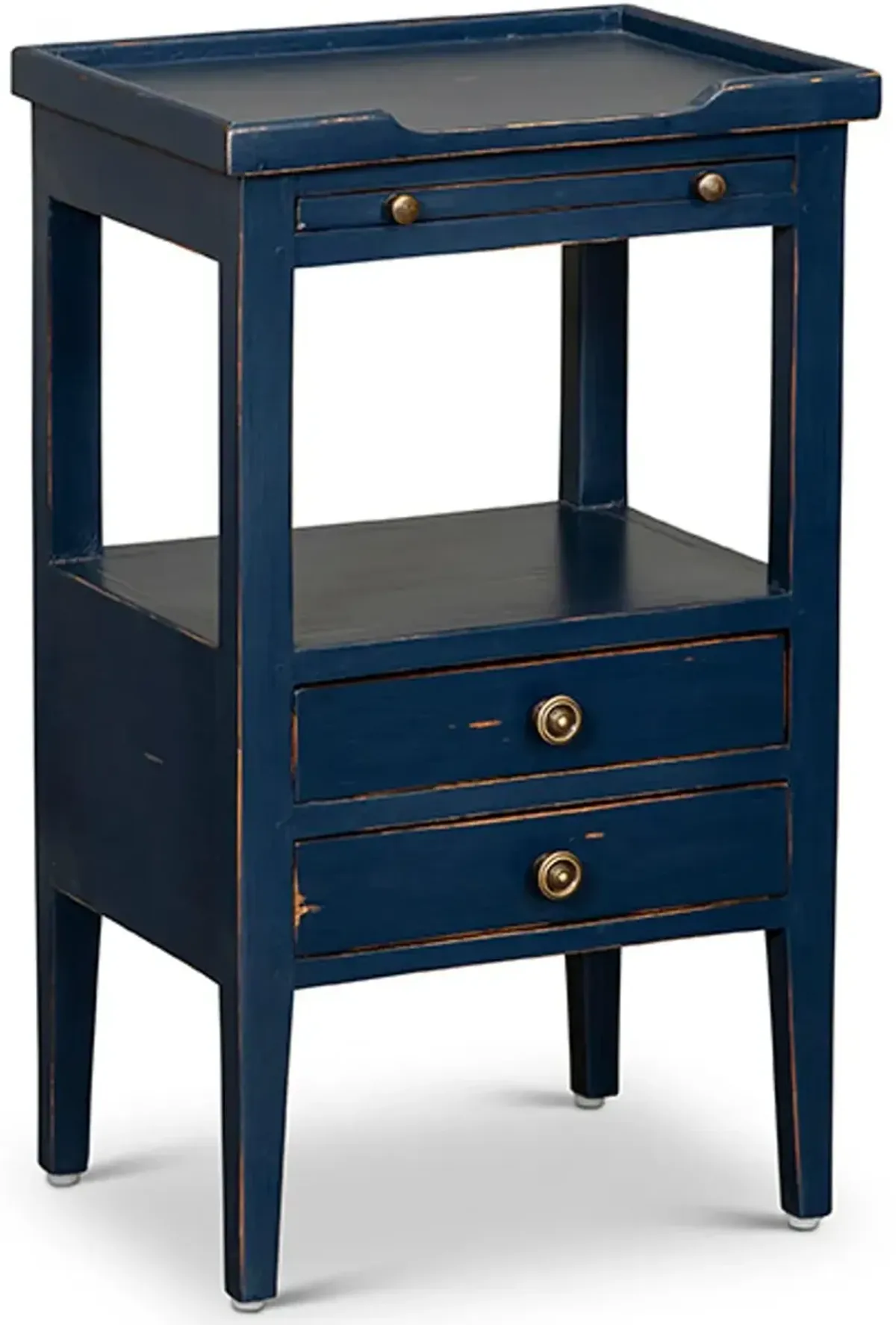 Eton Navy Blue Side Table with Pull Out Shelf