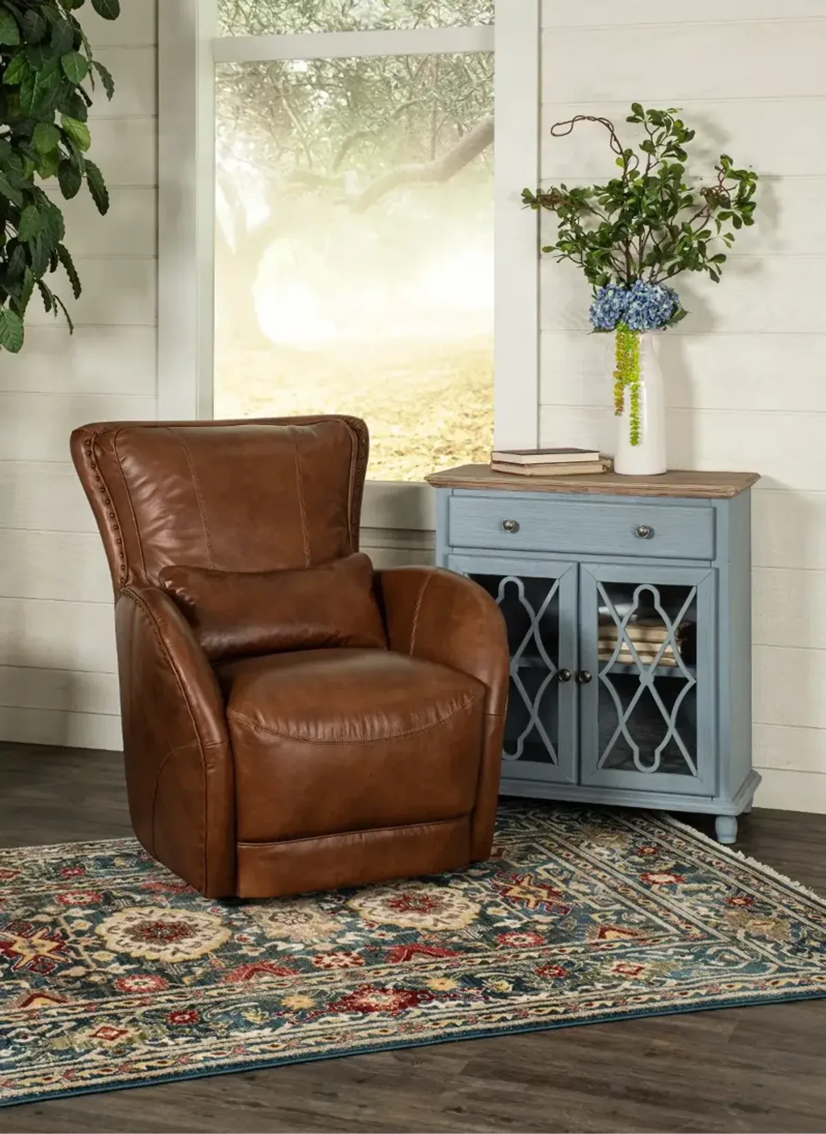 St. James Brown Leather Swivel Chair