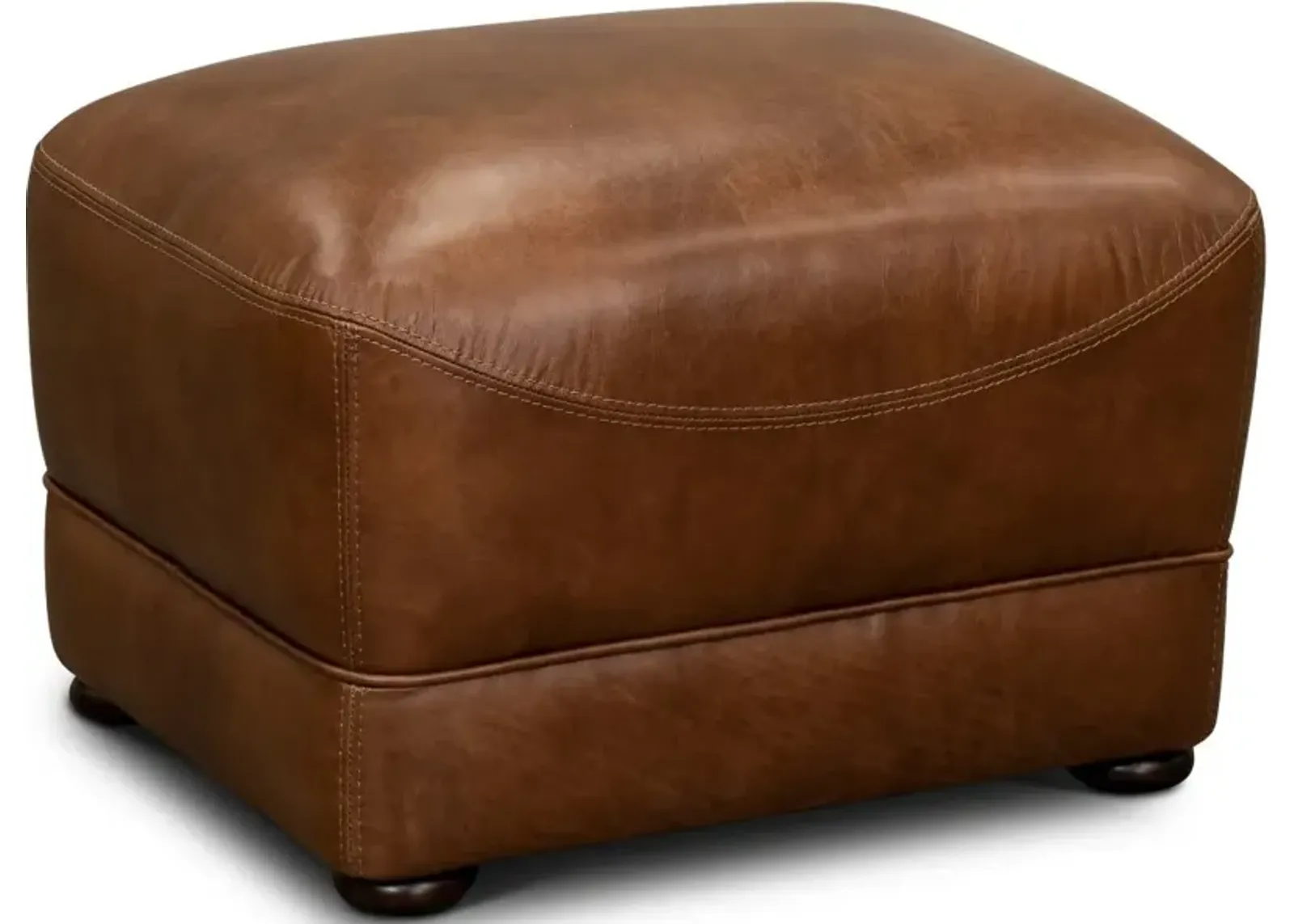 St. James Chestnut Brown Leather Ottoman