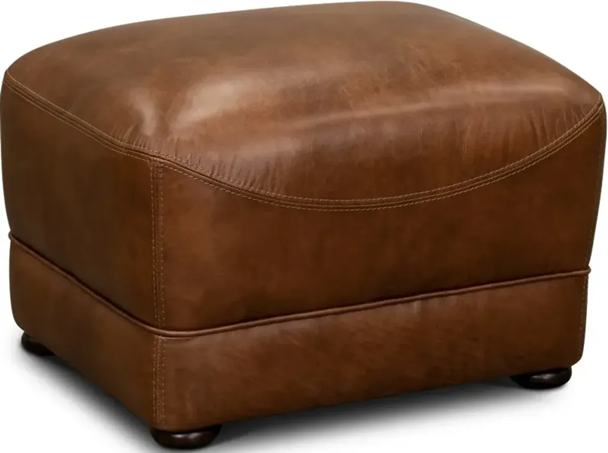 St. James Chestnut Brown Leather Ottoman