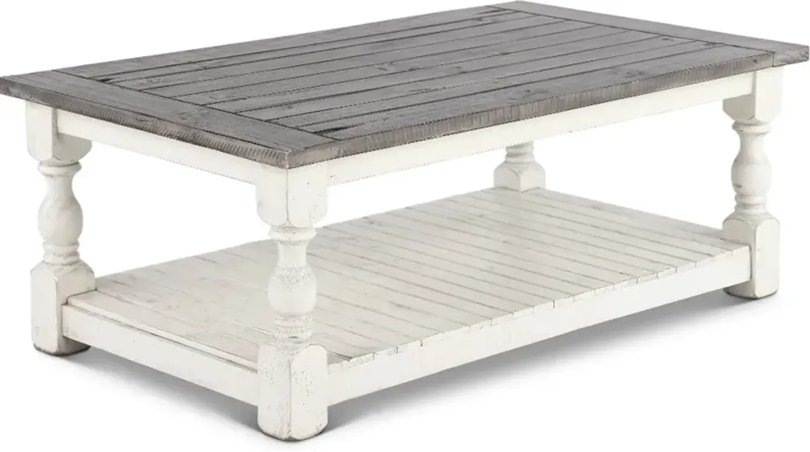 Stone Distressed White Coffee Table