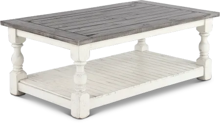 Stone Distressed White Coffee Table