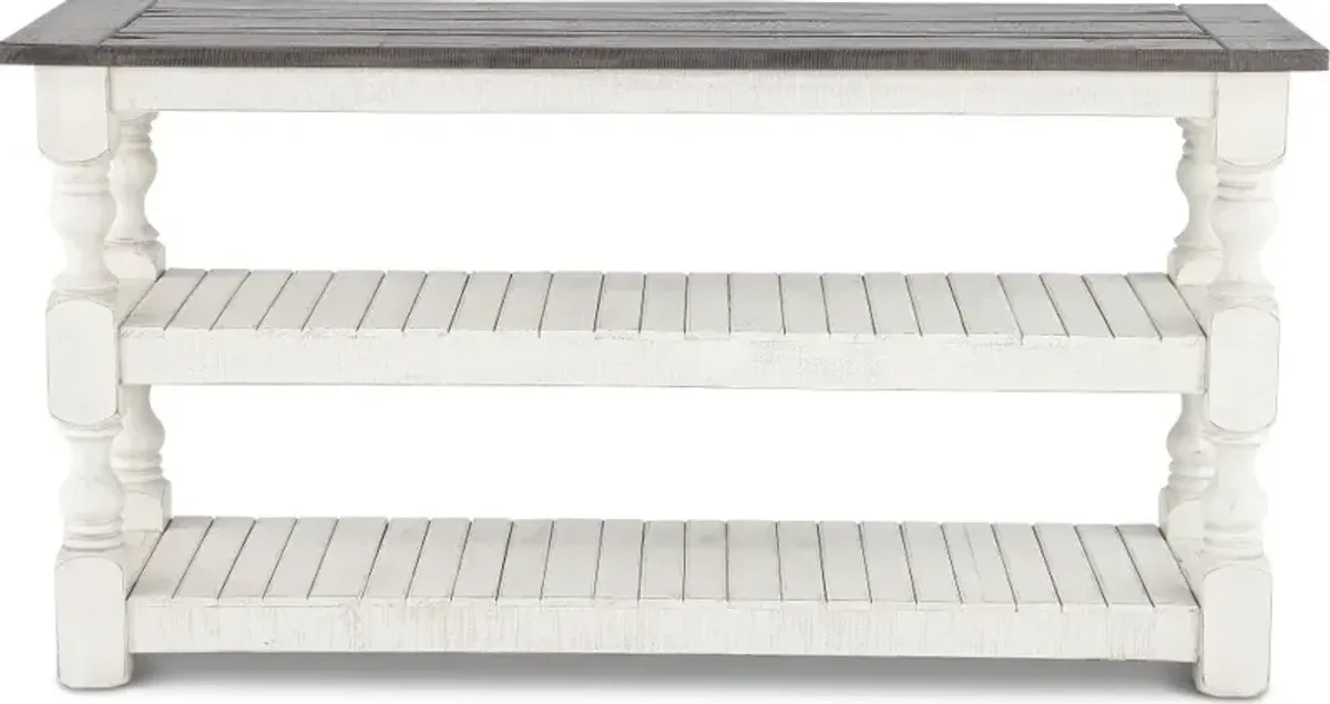 Stone Distressed White Sofa Table