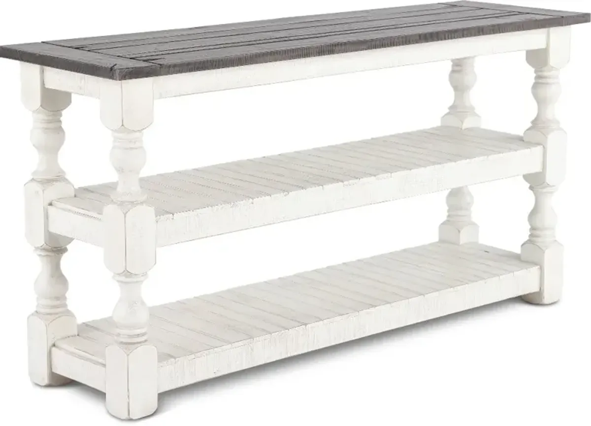 Stone Distressed White Sofa Table