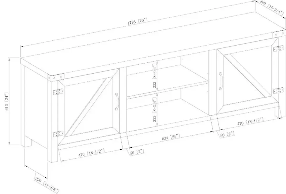 Cameron Rustic Oak 70 Inch Farmhouse TV Stand - Walker Edison