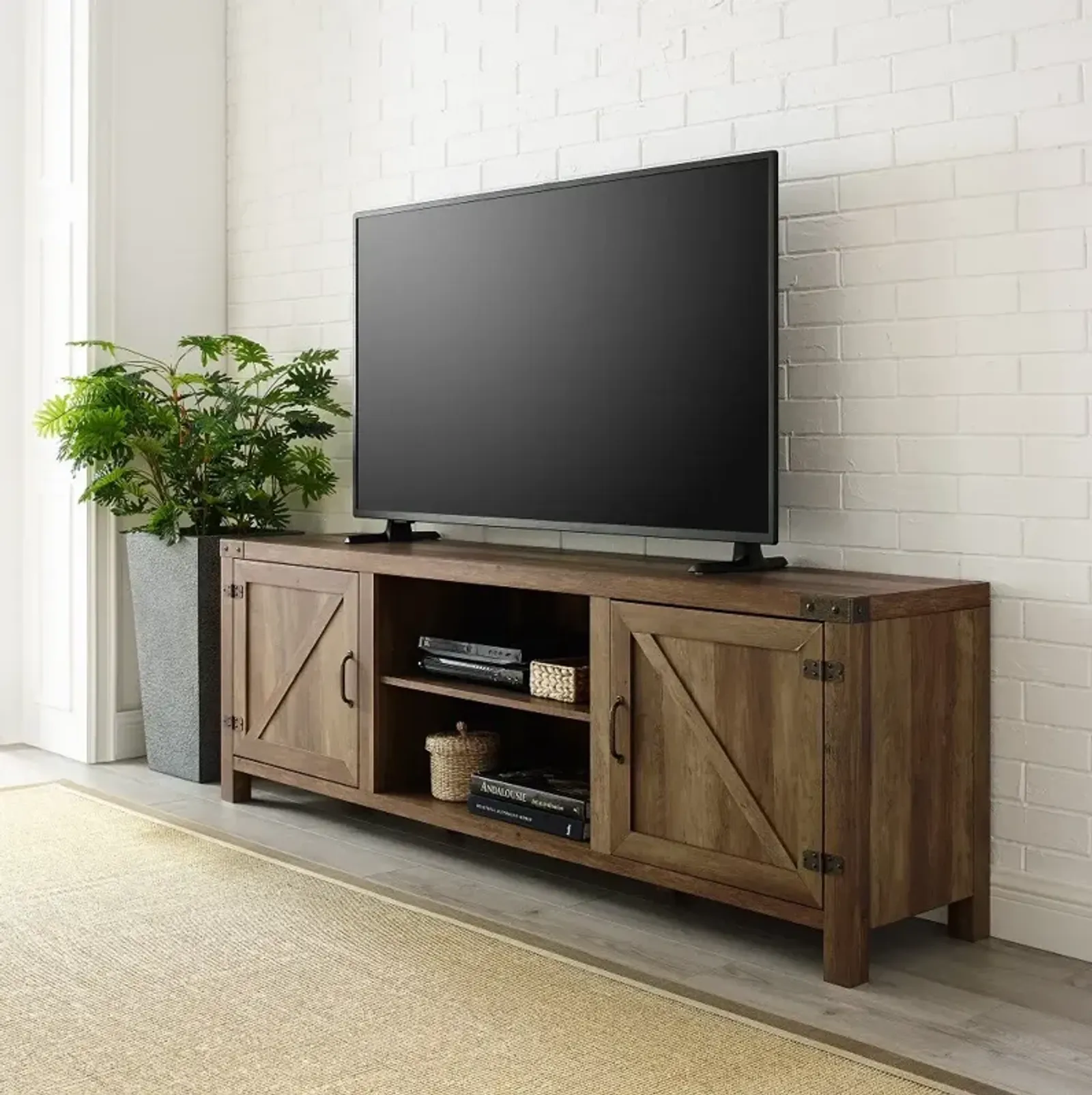 Cameron Rustic Oak 70 Inch Farmhouse TV Stand - Walker Edison