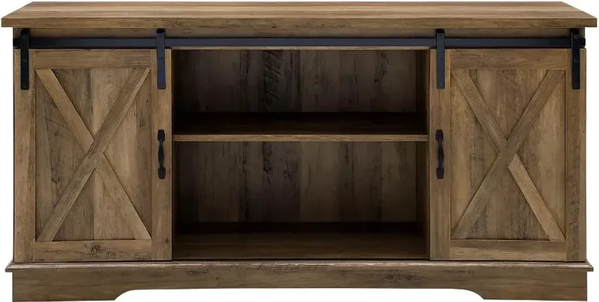 Bailey Rustic Oak 58 Inch Wood Farmhouse TV Stand - Walker Edison