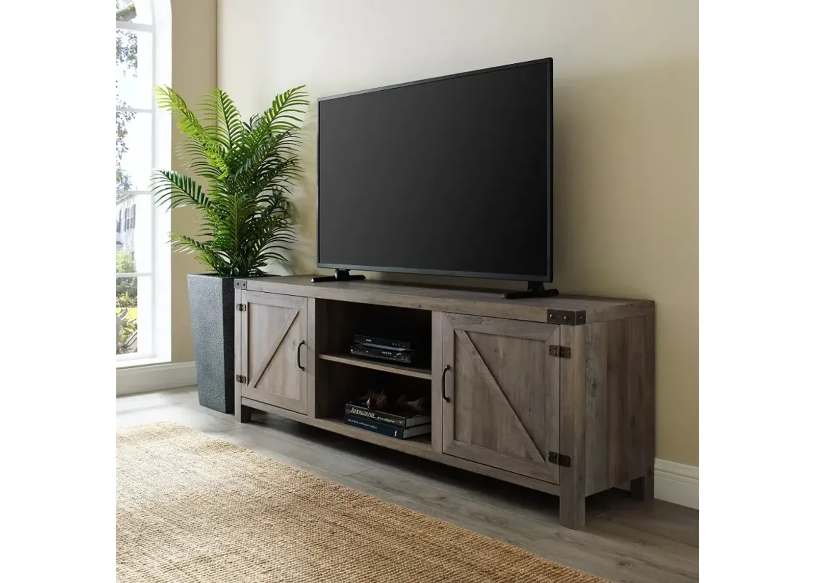 Cameron Gray Wash 70 Inch Farmhouse TV Stand - Walker Edison