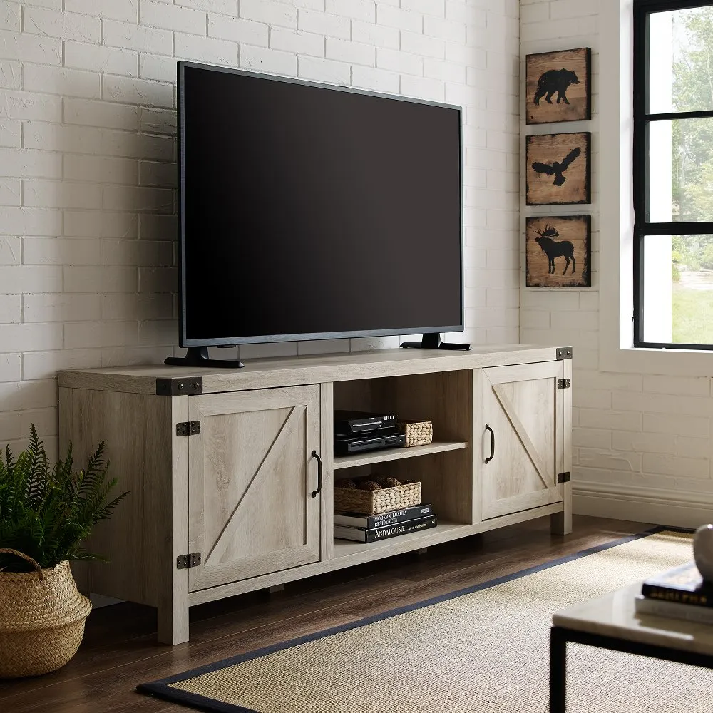 Cameron White Oak 70 Inch Farmhouse TV Stand - Walker Edison