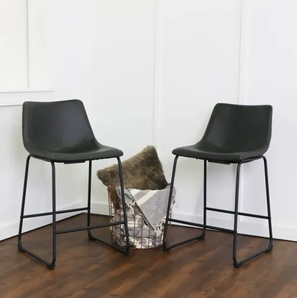 Slope Black Counter Height Stool, Set of 2