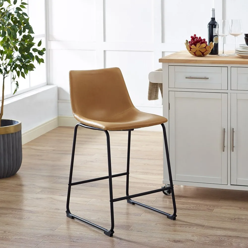 Slope Saddle Brown Counter Height Stool, Set of 2