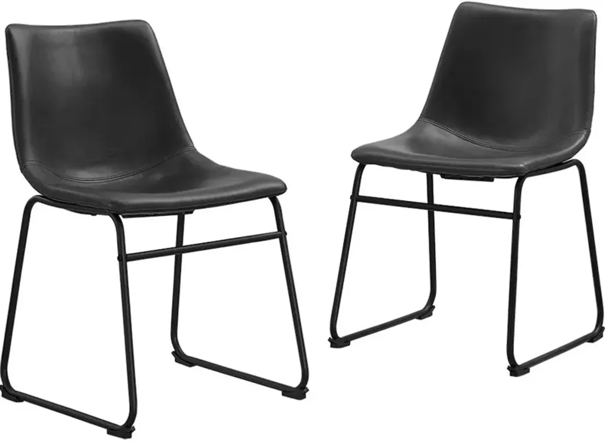 Saddles Black Dining Chair, Set of 2 - Walker Edison