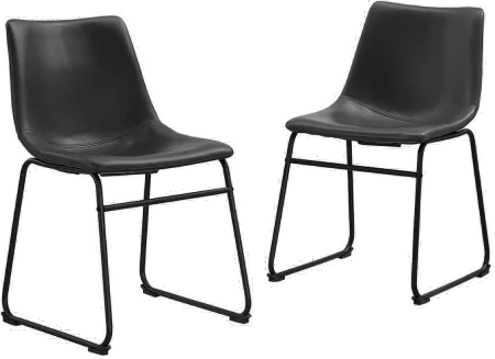 Saddles Black Dining Chair, Set of 2 - Walker Edison
