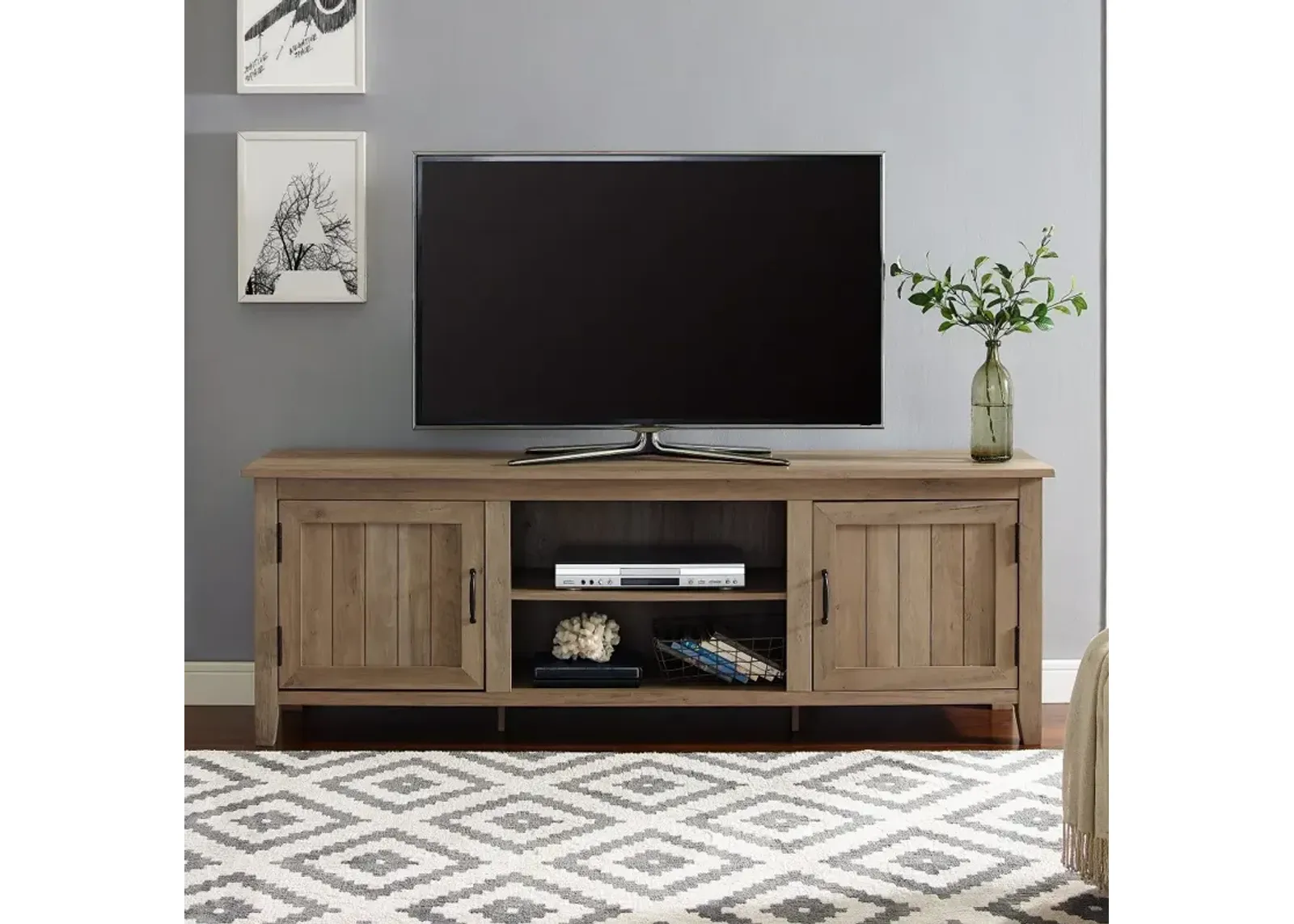 Carin Rustic Oak 70 Inch Wood TV Stand - Walker Edison