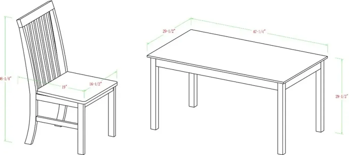 Modern White and Green 5 Piece Dining Set - Walker Edison