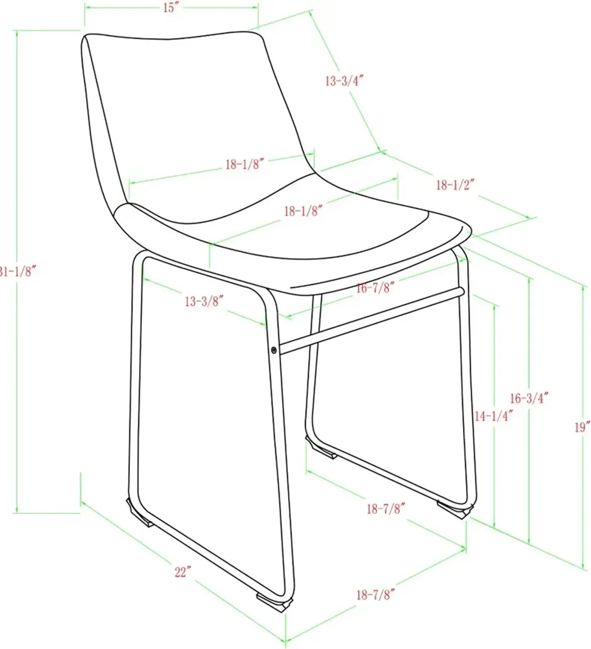 Saddles Light Brown Dining Room Chair, Set of 2 - Walker Edison