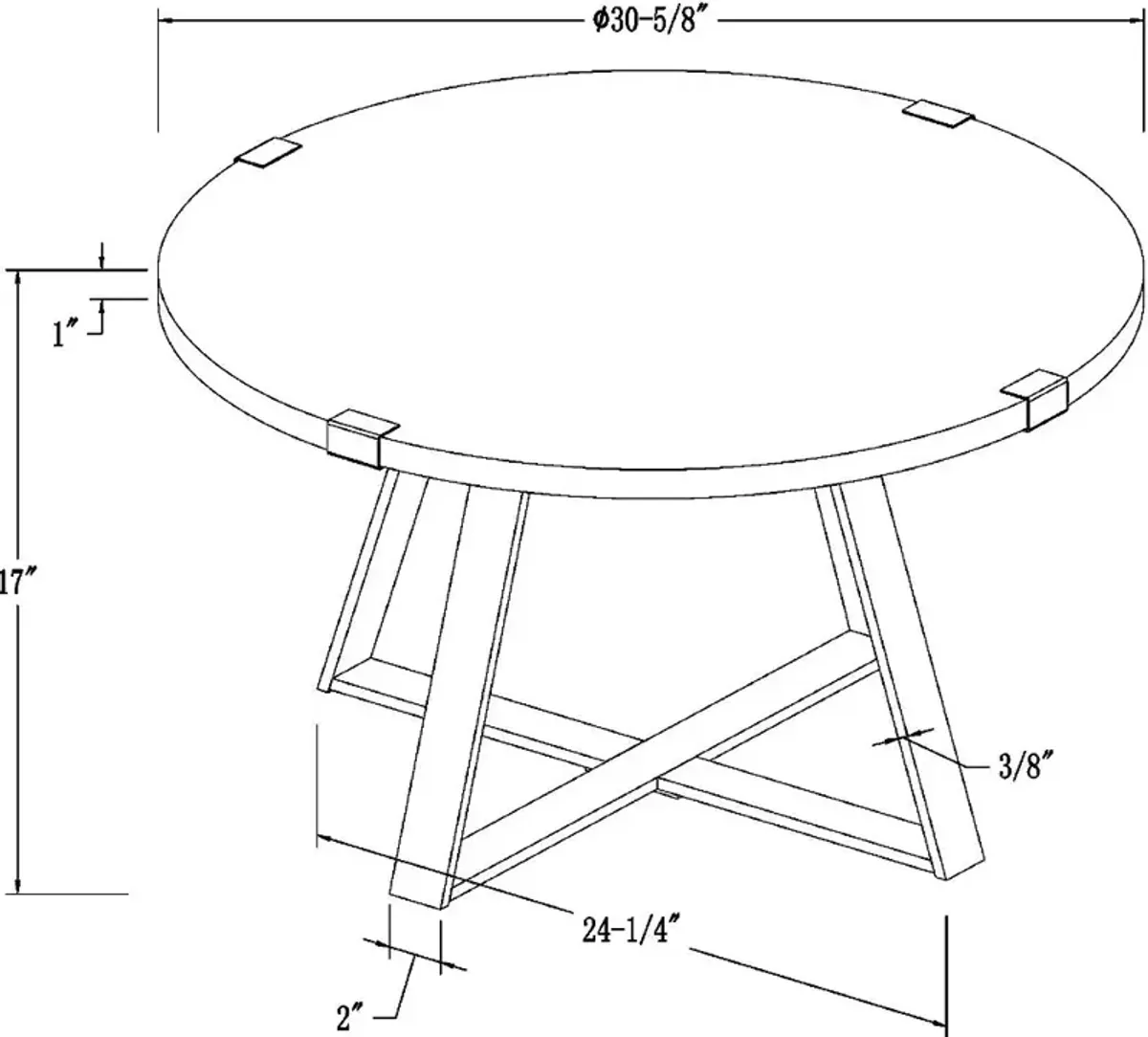 Rustic Oak Coffee Table - Metal Wrap - Walker Edison