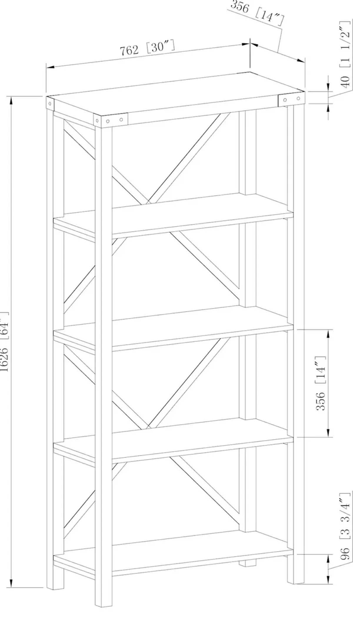 Farmhouse Metal 64 Inch Bookcase - Walker Edison