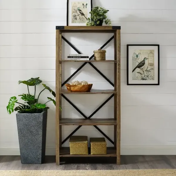Farmhouse 64 Inch Metal Bookcase - Walker Edison