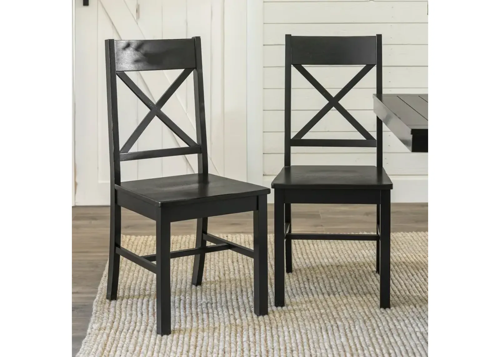 Millwright Antique Black Dining Room Chairs, Set of 2 - Walker Edison